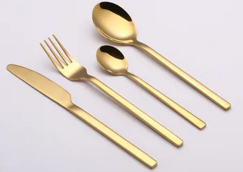 Online 100set 4 Piece/Set Gold Color Stainless Steel Dinnerware Sets Tableware Knife Fork Teaspoon Luxury Cutlery Set SN1100