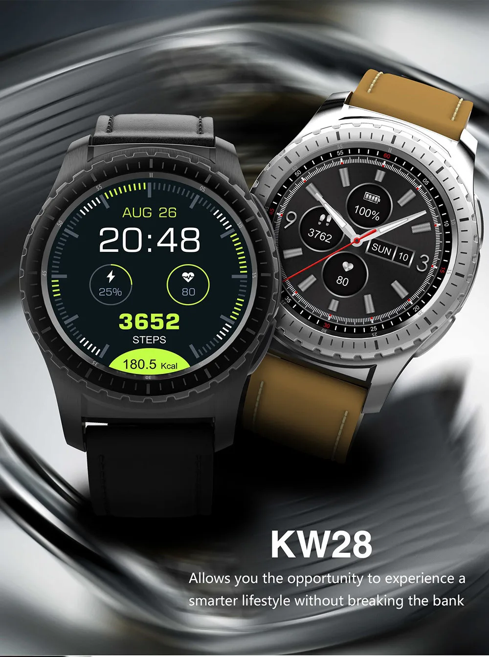 

KingWear KW28 2G Smartwatch Phone 1.3 inch Pedometer Heart Rate Monitor Remote Camera GPS Smart Watch For Men Android IOS