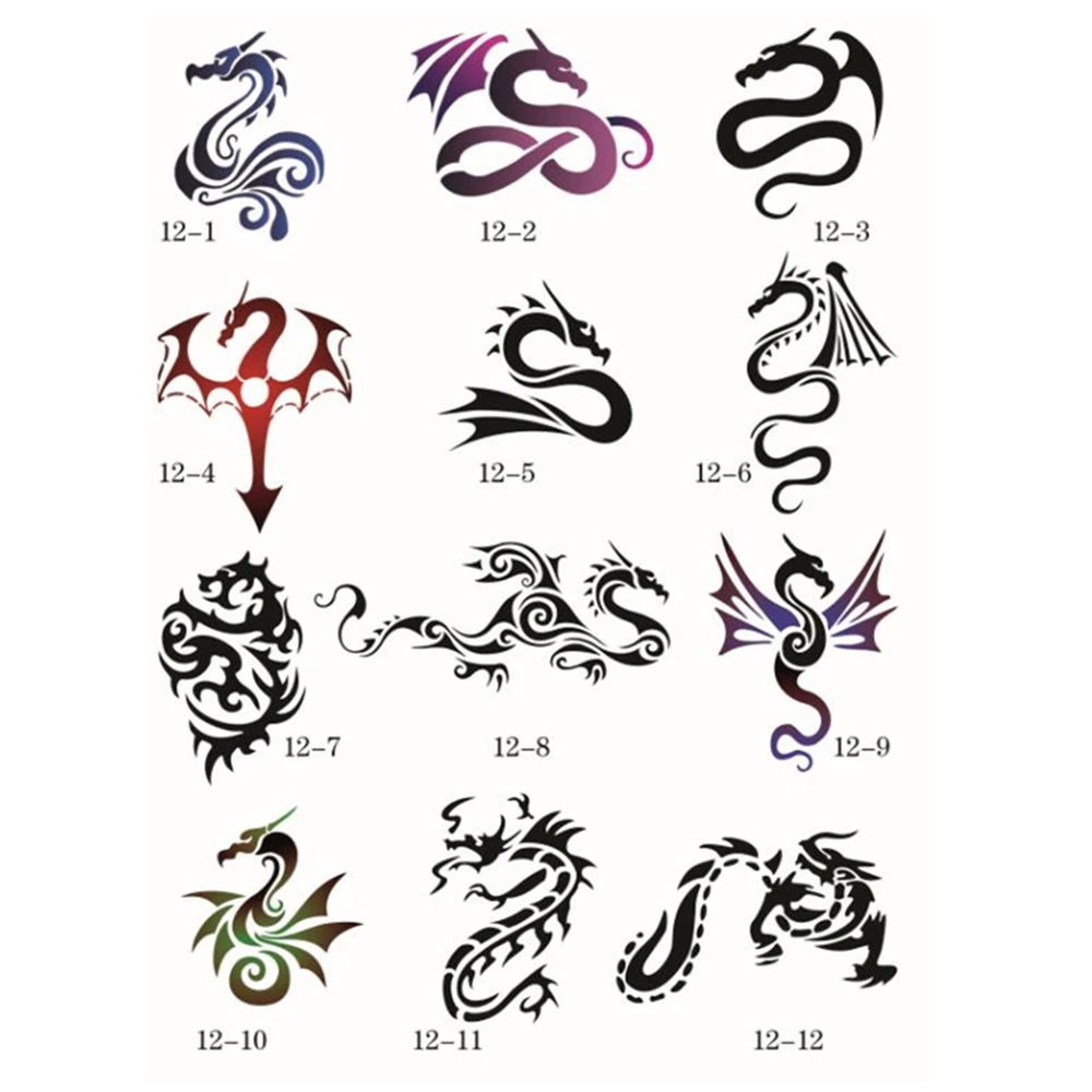 100 Dragon Designs Self Adhesive Body Art Temporary Tattoo Airbrush  Stencils Template Books of Butterfly and Animals Booklet 12|stencil  photo|stencil bookbook jpeg - AliExpress