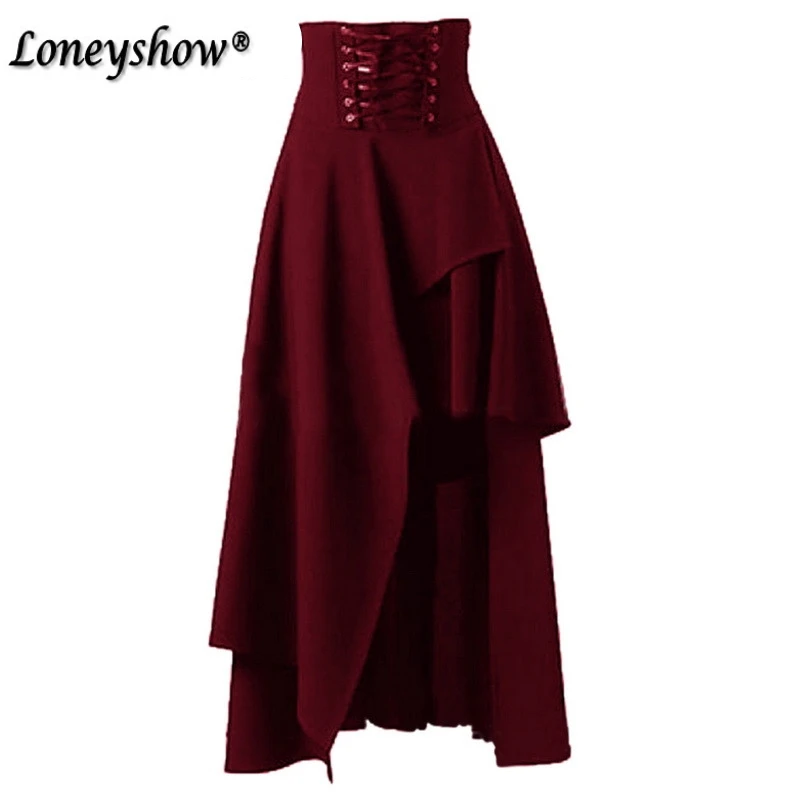 Vintage Gothic Long Skirt Women Fashion Lolita Strap Black Gothic
