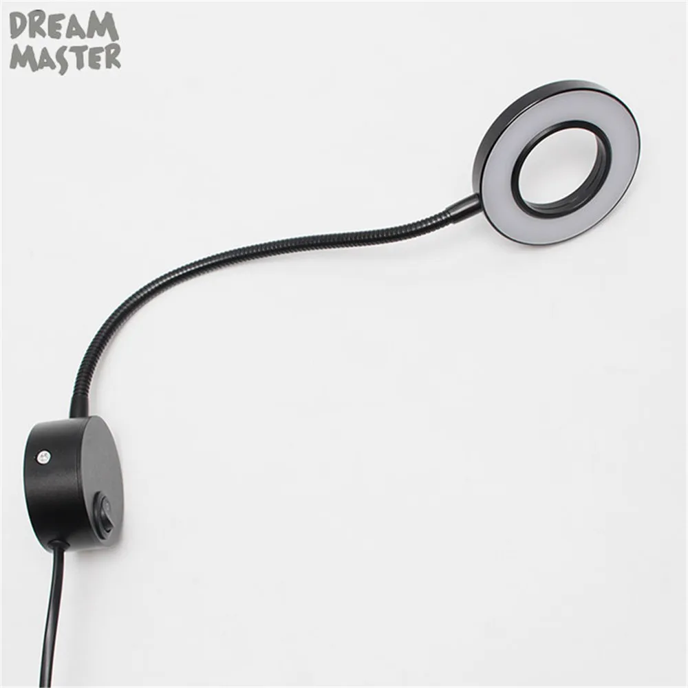 

5W Plug Flexible Hoses Wall Light bedroom with switch EU US plug in LED Ring Light wall Lapms For Makeup Home Bedside Reading