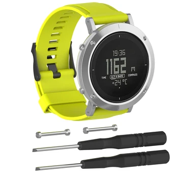 

24mm Silicone Replacement Watchband Strap For Suunto Traverse/CORE Brushed Steel Hight Quality