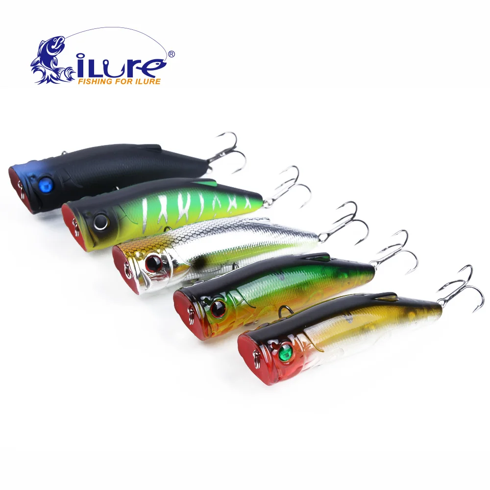 

iLure 5Pcs/Lot Good Package 90mm 19.5g Topwater Artificial Fishing Bait Fishing Lures Popper VMC Hooks Hard Lures