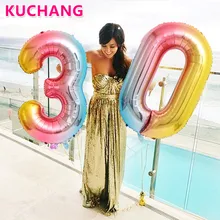 Ballons numériques numéros 0-9 en aluminium couleur dégradé 32/40 pouces, 1 pièce, décorations de fête d'anniversaire, fournitures de célébration de réception-cadeau pour bébé