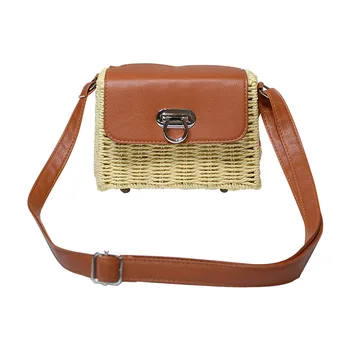 

Cattle nose lock candy color grass wrap beach slant span women bag