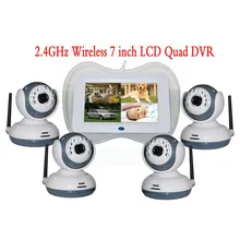 7 Inch 1V4 2 4Ghz Wireless Baby Camera 4CH 4 Picture Display Wireless Monitor font b
