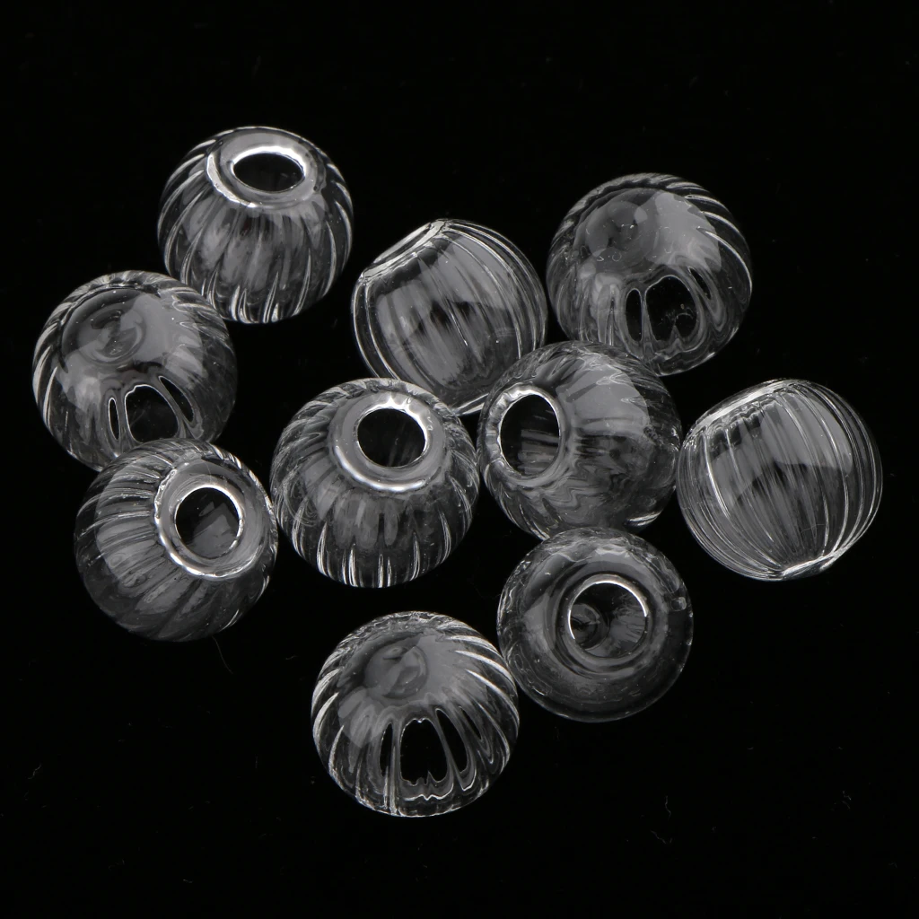10 Pieces Clear Pumpkin Glass Globe Ball Bottle Wishing Charm Pendant DIY Jewelry Making 