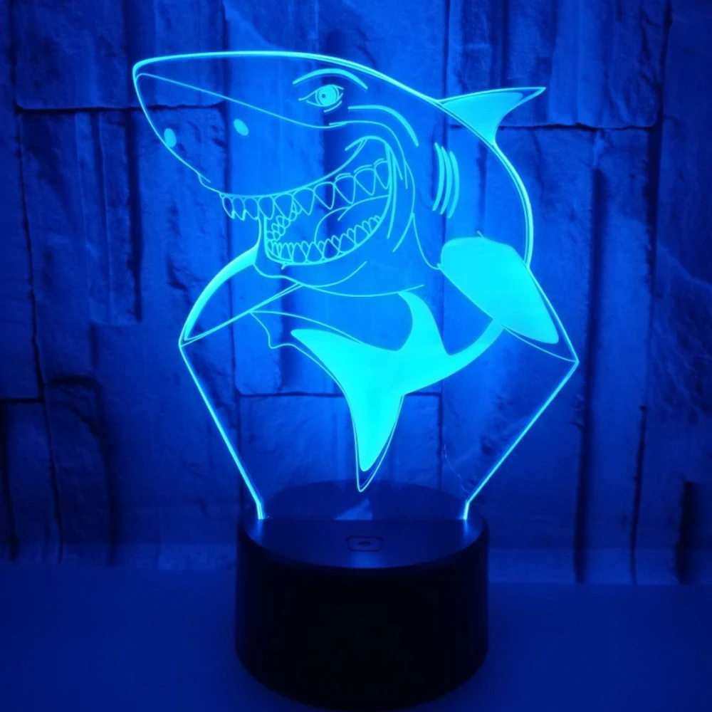 

3D Shark Lamp Animal Lights Desk USB LED Night Lights Kids Gift Touch Sensor NightLamp for Bedside Birthday Gift