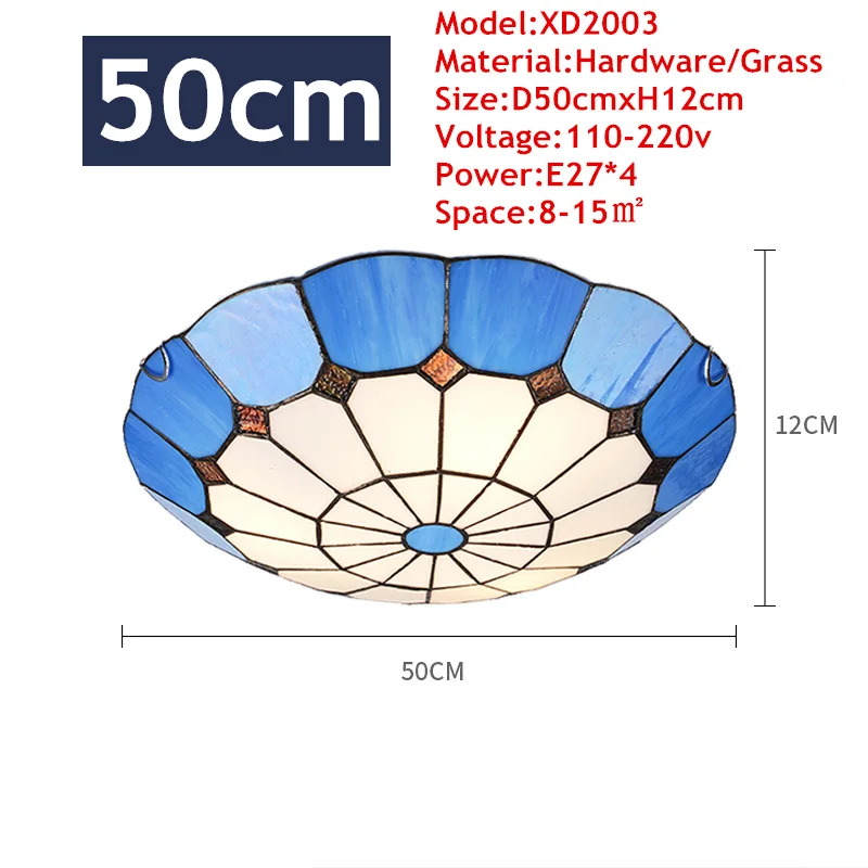 Средиземноморский Морской светодиодный потолочный светильник s для гостиной спальни столовой комнатная потолочная лампа светильник ing светильник - Цвет корпуса: D50cm E27x4