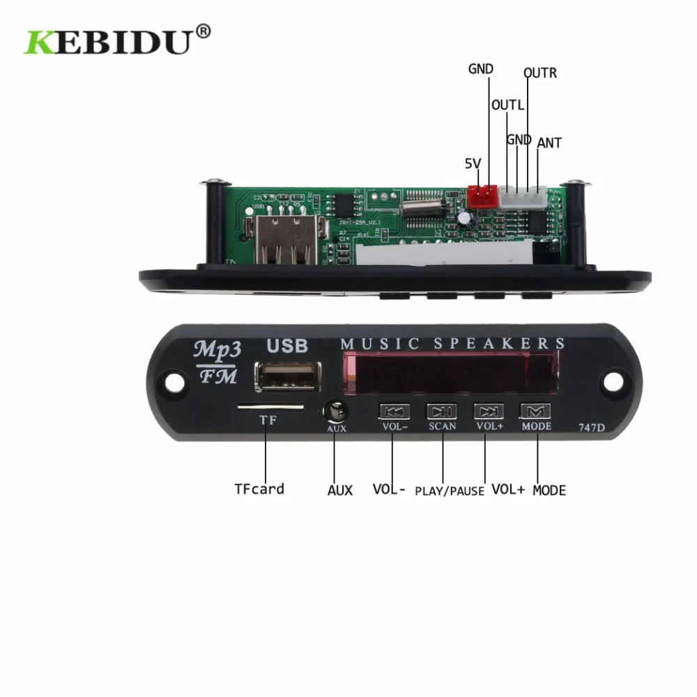 MP3 модуль Kebidu 5 в 12 В постоянного тока декодер плата TF FM радио аудио mp3 плеер AUX 3 мм