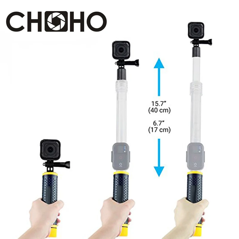 Монопод для селфи ручной раздвижной монопод плавучий белый Go Pro HERO 9 8 7 6 5 4 Session Xiaoyi