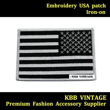 

10p American Flag Embroidered Patch Iron-on US Motor Vest Biker Patch Right