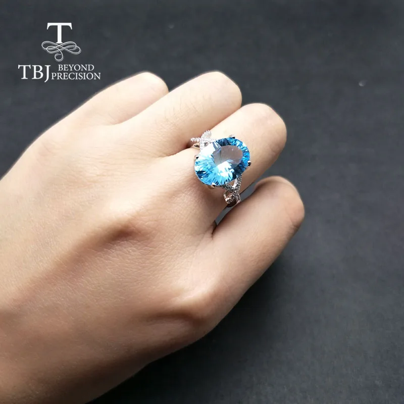 Tbj 100% Natutral Небесно Голубой топаз овальный 10*14 мм вогнутая огранка драгоценный
