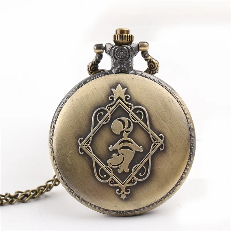 Алиса в стране чудес тема бронзовые кварцевые карманные часы Лидер продаж винтажные Fob часы время в кармане Рождественский подарок ко дню рождения