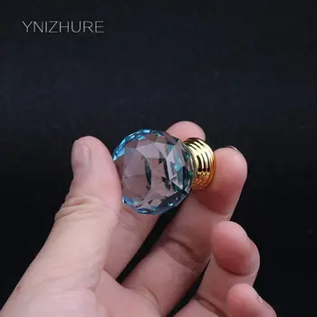 

30mm Light Blue Transparent K9 Crystal Glass Drawer Knob Cabinet Wardrobe Dresser Table Furniture Accessories Hardware Handle
