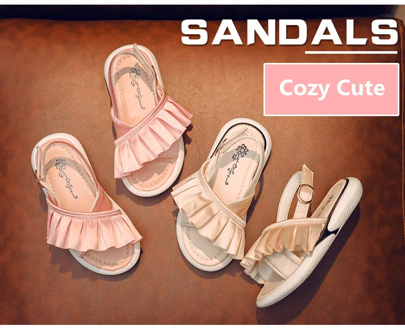Сандалии для девочек 2019 новинка моды летнего сезона, не скользящая пляжная обувь с милым розовым бантом платье принцессы модные сандалии