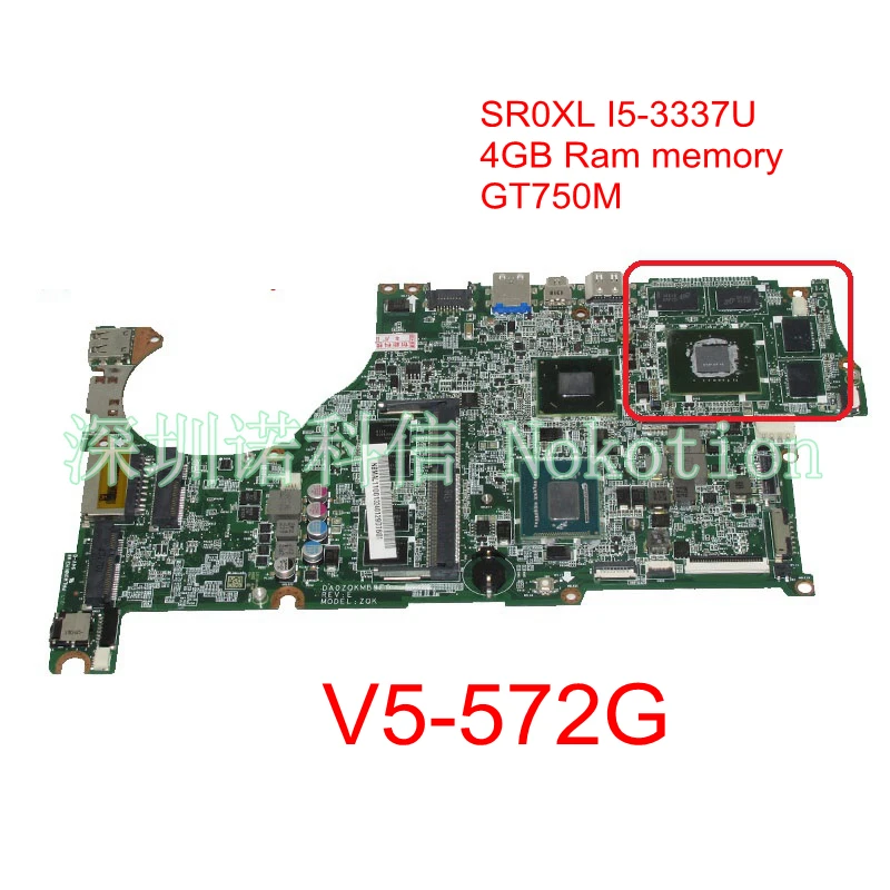 Материнская плата DA0ZQKMB8E0 NB. Mal11001 MAL11.001 материнская для ноутбука acer Aspire V5-572G SR0XL GT750M