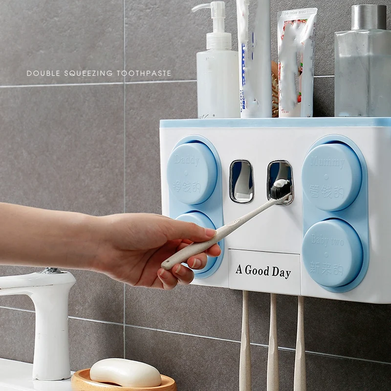 Качественный набор для ванной комнаты, аксессуары, держатель для зубной щетки, автоматический диспенсер для зубной пасты на присоске, настенный ящик для хранения для ванной комнаты