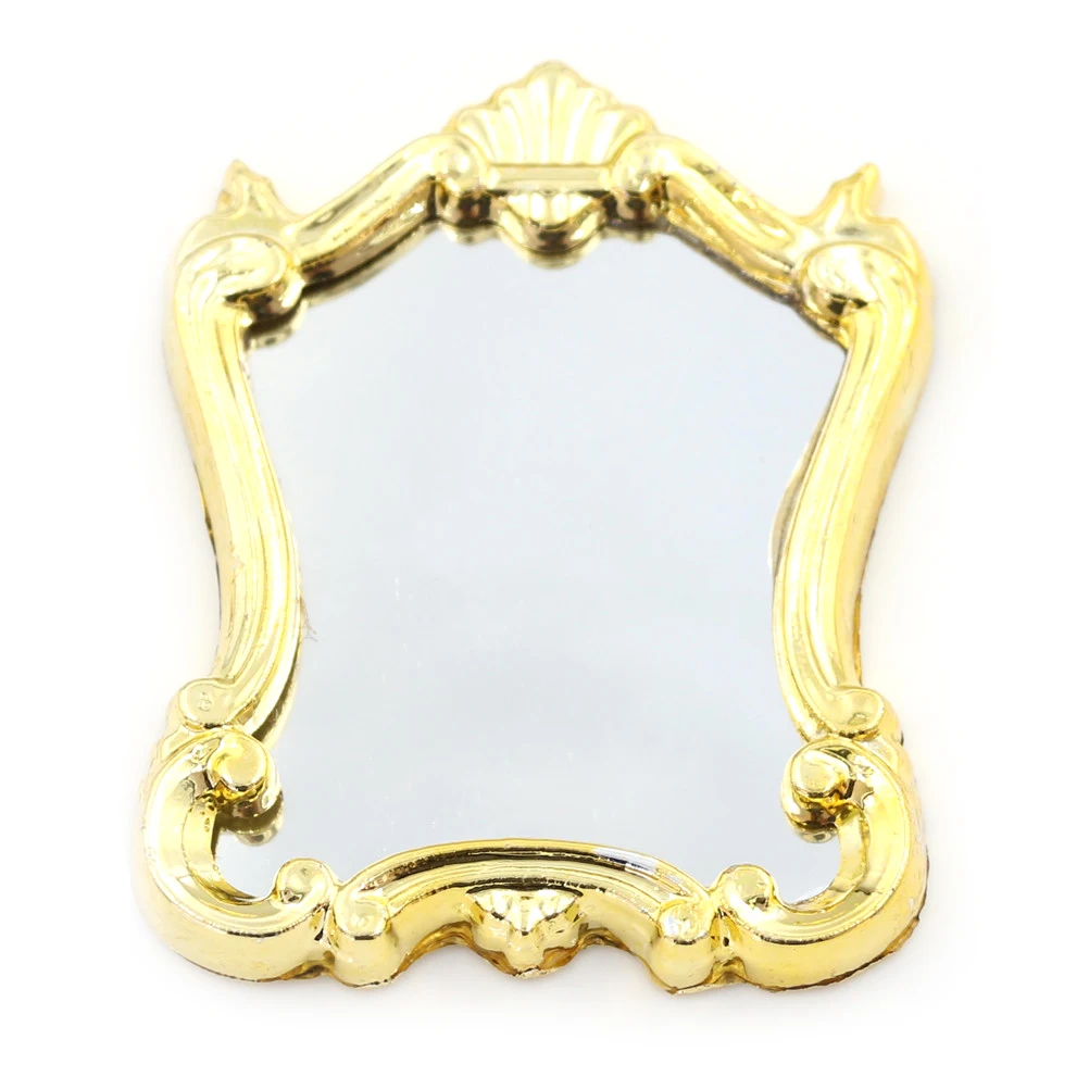 

1pc 1/12 Miniature European Frame Mirror Dollhouse Furniture Doll House Miniatures 1:12 Accessories 1:12 Plastic Mirror