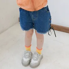 Детские шорты для девочек для детей года новые летние корейские джинсовые синие детские джинсовые шорты от 2 до 7 лет Детская одежда модные джинсовые короткие штаны