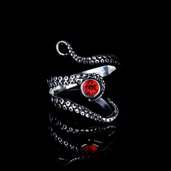 

Whosale Tentacle Ring Octopus Ring Seductive Tentacle Ring in ancient Plating Red Rhinestone by Octopus adjustable size