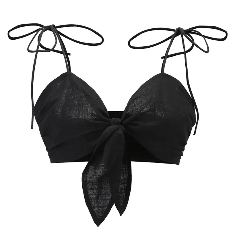Sexy Bowknot Crop Top Female Camis Beach Bustier Bra Casual Vest Women's Tops Base Shirt Cropped Women's Blouse Wholesale noFB12 (2)