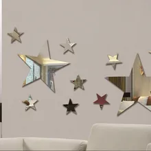 Набор из 10 шт. креативные настенные зеркальные наклейки с пятью звездами для детской спальни, домашний декор, 3D наклейки на стену с кристаллами DIY