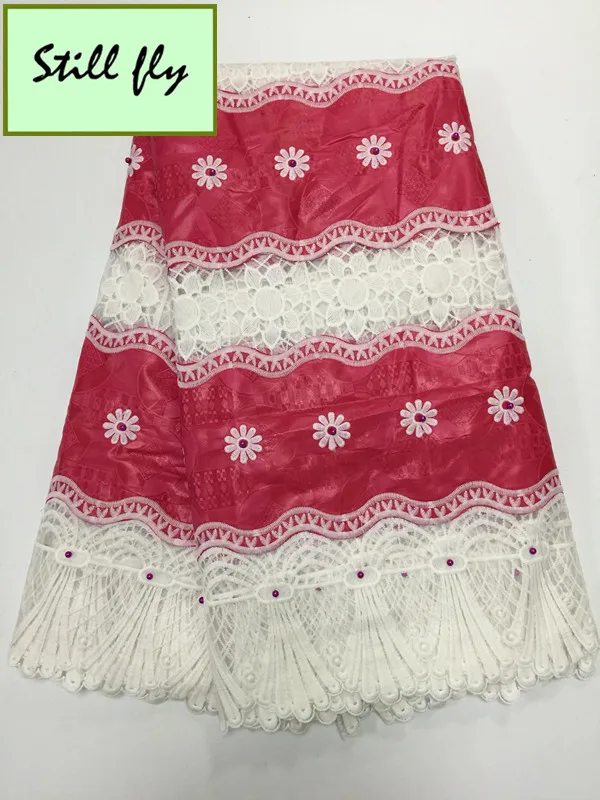 Самые популярные африканские Базен riche Ткань Высокое качество Красный getzner с Гипюр кружево для свадьбы 5 ярдов/партия PL-11