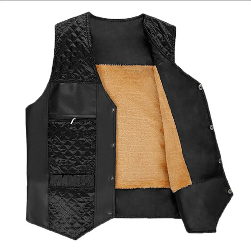

Latest Winter vest Men Winter coat PU leather Vest Add wool Super warm Vest Soft comfortable High quality Promotion price BN1136