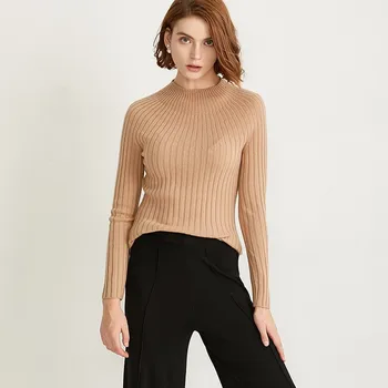 

Hi-tech Women 3D Knit Unibody No-seam Cashmere Sweaters Ribbing O-neck Pullover Ribbed Cuff Hem Women's Knit Tops Female Jumper