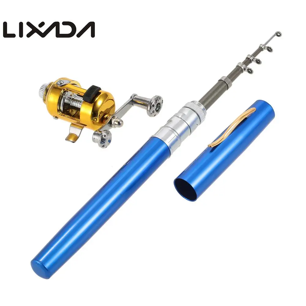 Lixada الصيد قضيب بكرة كومبو كيت البسيطة تلسكوبي المحمولة جيب القلم الصيد رود القطب + بكرة سبائك الألومنيوم مع بكرة Pesca