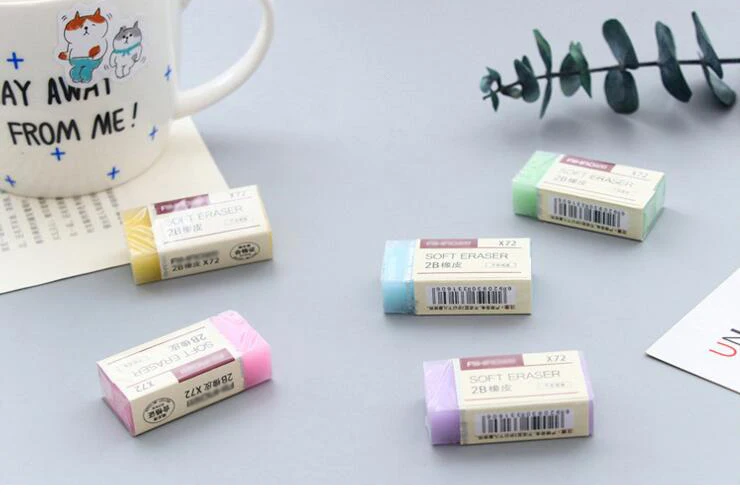 1PC Simple style jelly color Erasers Cute soft rubber pencil 2B eraser Office material School stationery supplies(tt-2936