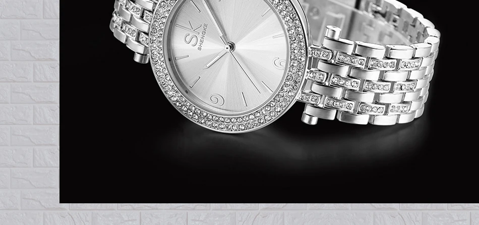 Подарок SK роскошные женские часы с кристаллами и серебряным циферблатом модный дизайн браслет часы женские наручные часы Relogio Feminino Shengke