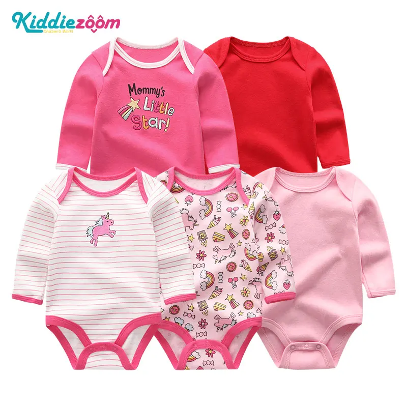 2018 Baby Girl Clothes 5pcs Clothing Sets Cotton Long Sheeve Newborn Boy Rompers Summer 0-12M Pajamas Roupa de bebe | Детская одежда и
