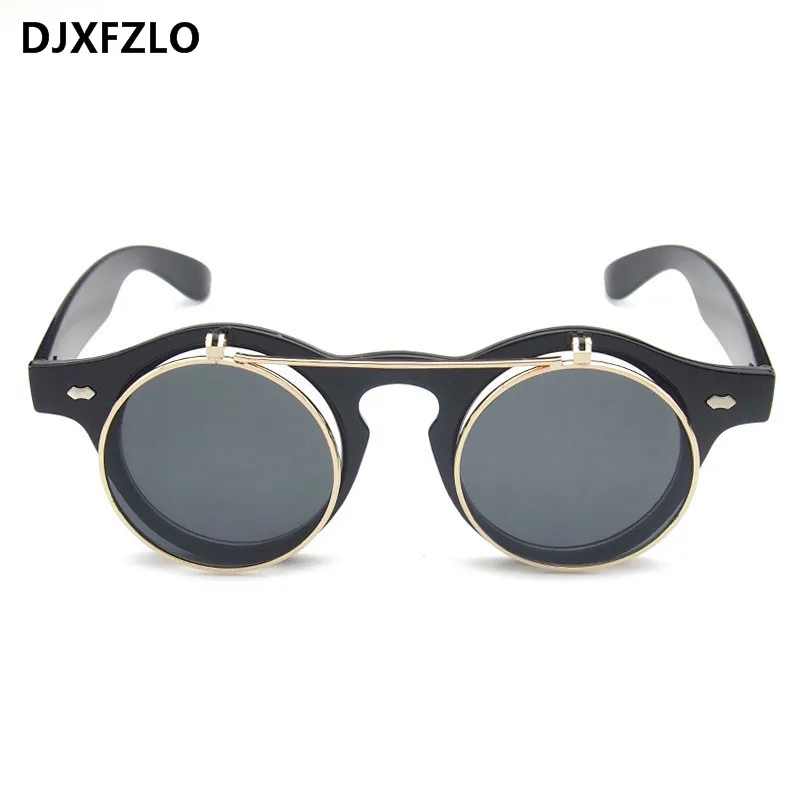 

DJXFZLO Fashion Retro Steampunk Sunglasses Women Round Glasses Brand Designer Vintage Steam Punk Sun Glasses oculos gafas de sol