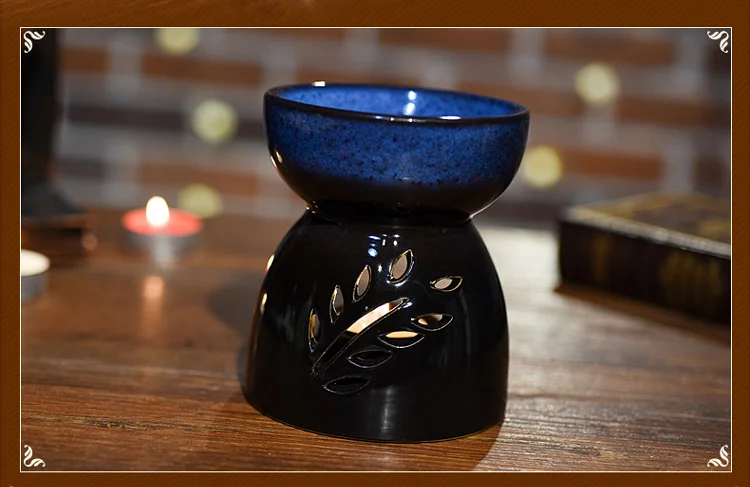 Градиентный черный и синий цвет керамический большой емкости Арома лампа масляная печь аромат лампа подсвечник S