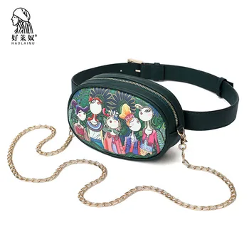 

Haolainu Forest Green Women Bag Famous Brand Leather Waist Bags Fashion Waist Fanny Packs Belt Bag Crossbody Bags for Women 2018