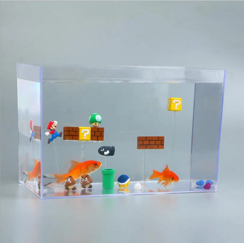 10pcs Set Super Mario Aquarium Ornament Cartoon Fish Tank Diy Aquarium Ornament Cartoon Fish Tank Diy