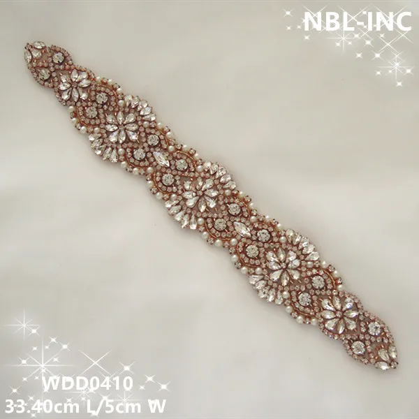 (30pcs) Wholesale Bridal Sash Beaded Sewing Rose Gold Crystal