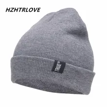 Letter True Casual Beanies for Men Women Fashion Knitted Winter Hat Solid Color Hip-hop  Skullies Bonnet Unisex Cap Gorro