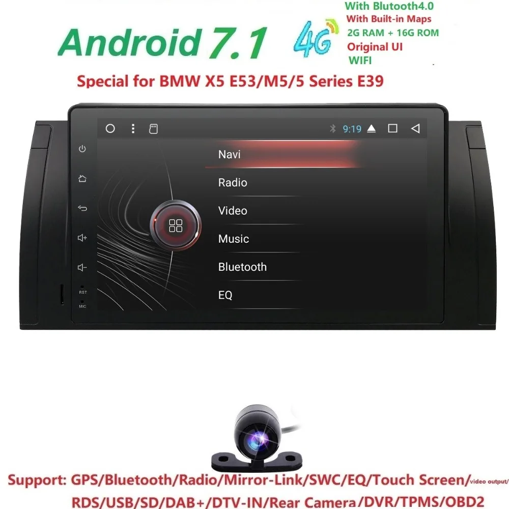 

9"Android 9.0 Car NO DVD Radio multimedia for BMW E39 X5 M5 E53 DSP 4G WiFi BT GPS 4/8Core 2G+16G/4G+64G DVR RDS SWC CAM MAP DAB