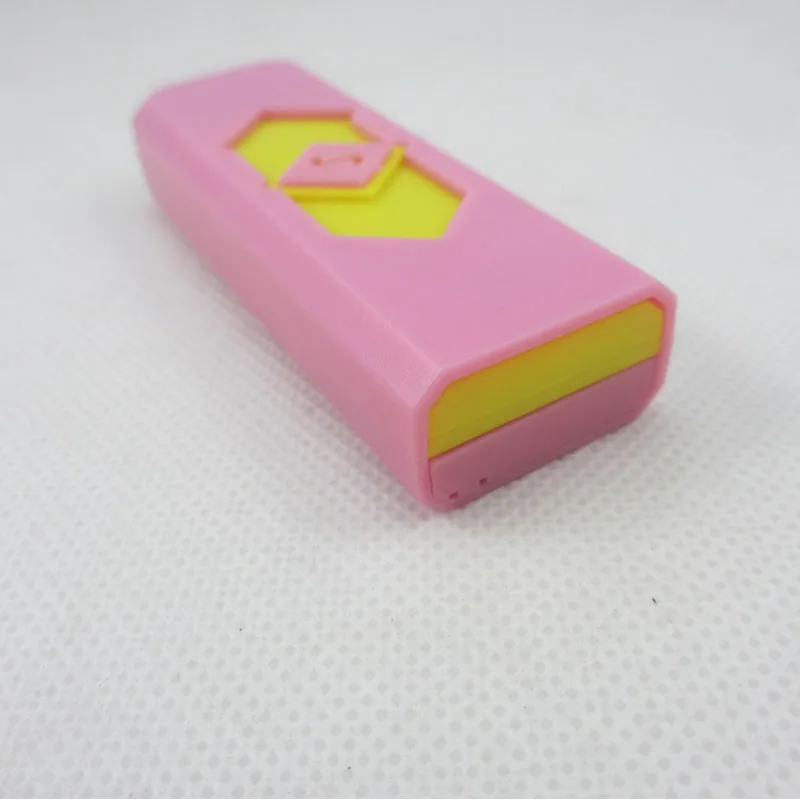 1 шт. Usb Зажигалка Ветрозащитная подгонка подарок мини зарядка Зажигалка электронная импульсная Зажигалка для сигарет аксессуары для курения для мужчин - Цвет: pink yellow