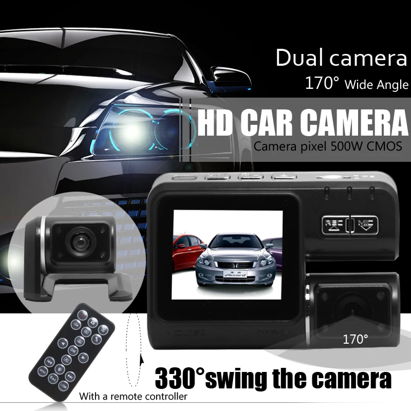 Dual Lens Car Camera i1000 Car DVR Dual Camera HD 1080P Dash Cam Black Box With