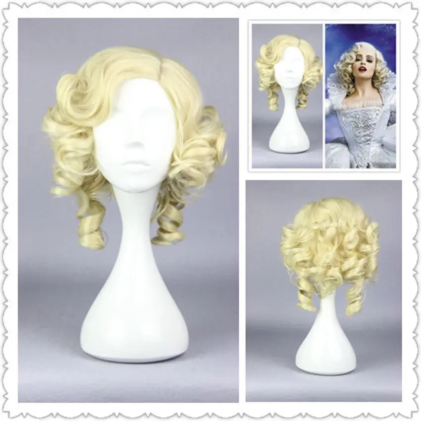 HOT Sell!!! Cinderella fairy godmother Style Short Deep Curly Noble Golden Nice Cosplay Wig |