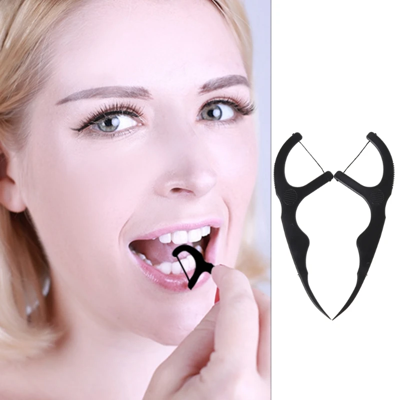 

50pcs/Box Bamboo Charcoal Black Dental Floss Teeth Stick Tooth Pick Interdental Brushes Teeth Clean Toothpick Flosser Tool