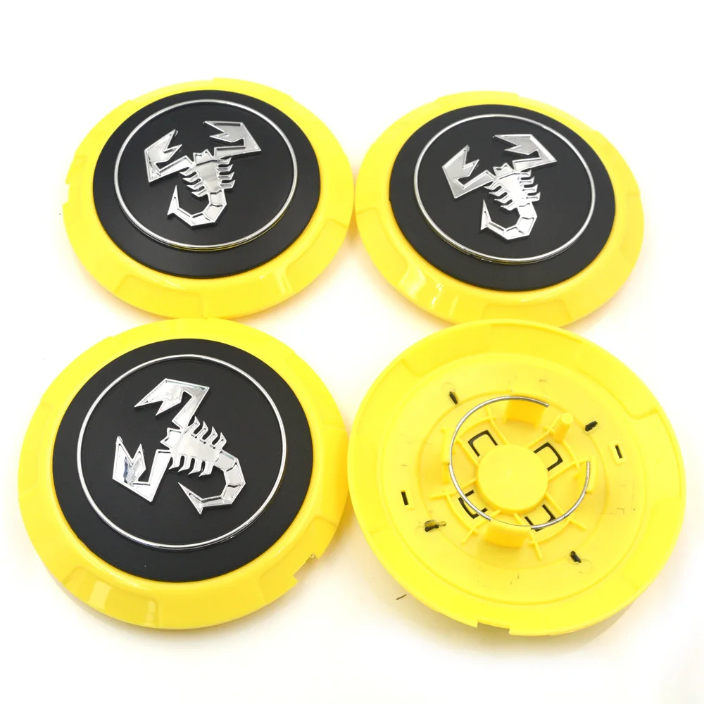 Centro da Roda Tampas de Roda 86919 em Logotipo Gzhengtong Lote 133 Milímetros Amarelo Abarth Caps Cap Hub 04726184aa 53106013 Escorpião 4 Pçs - 8 Emblemas p/ roda