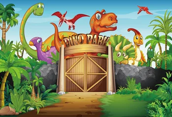 

dinosaur park backdrop child background cartoon color dino forest kid BABY SHOWER BITTHDAY DECORATION digital printing XT-6549