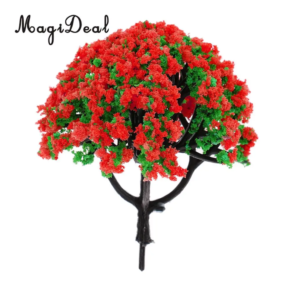 MagiDeal 10Pcs 1/200 Scale Model Flower Trees Green Train Railroad Scenery Landscape for Diorama Model Layout Toys 5Colors
