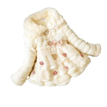 

2019 New Baby Girls Party Wedding Jacket Faux Fur Fleece Winter Thick Warm Coat Kids Long sleeve Outwear Childrens Clothing