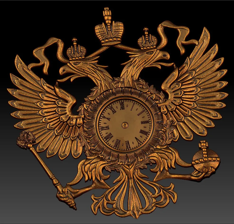 

Digital file in STL format clock for CNC 3D relief carving engraving C36-29
